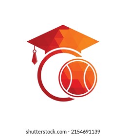 Tennis Training logo design template. Tennis and graduate hat logo combination. Game and study symbol or icon.