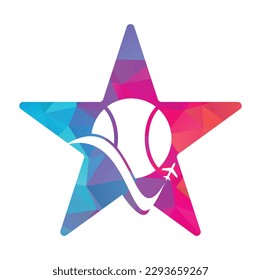 Tennis travel star shape concept vector logo design template.