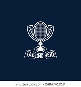 tennis trophy logo design vector