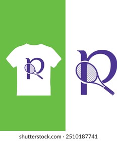 Tennis t-shirt vector design. Minimal racket symbol. Simple sportswear and athletic apparel illustration.