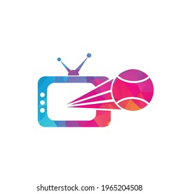 Tennis and tv logo design. Tennis tv symbol logo design template illustration.	