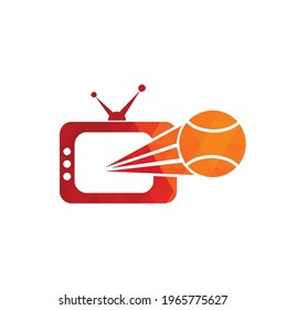 Tennis and tv logo design. Tennis tv symbol logo design template illustration.	