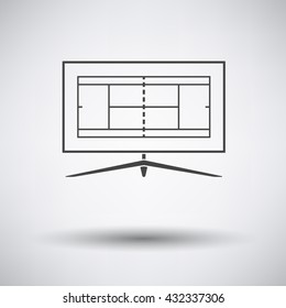 Tennis TV translation icon on gray background with round shadow. Vector illustration.