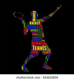 Tennis Typography word cloud colorful Vector illustration