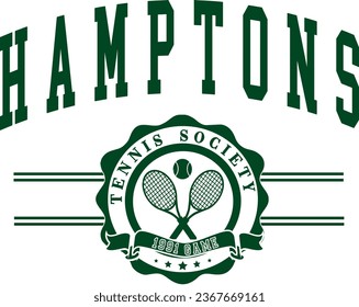 Tennis Varsity Luxury Racquet Club Hamptons Brooklyn Cute Emblem badge Embroidery Logo Slogan Apparel t-shirt tee Design 