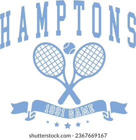 Tennis Varsity Luxury Racquet Club Hamptons Brooklyn Cute Emblem badge Embroidery Logo Slogan Apparel t-shirt tee Design 