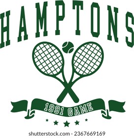 Tennis Varsity Luxury Racquet Club Hamptons Brooklyn Cute Emblem badge Embroidery Logo Slogan Apparel t-shirt tee Design 