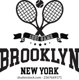 Tennis Varsity Luxury Racquet Club Hamptons Brooklyn Cute Emblem badge Embroidery Logo Slogan Apparel t-shirt tee Design 