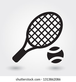 Tennis vector icon, Tennis ball icon, Tennis racket symbol. Modern, simple glyph, solid vector illustration for web site or mobile app