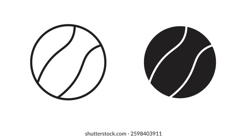 Tennis vector icon set in black color.