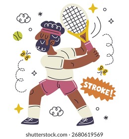 Tennis Vector Illustration. Flat Minimal Design. Editable Illustration for Web, Mobile, Print