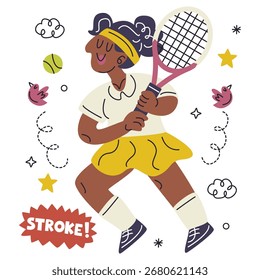 Ilustración vectorial de tenis. Diseño minimalista plano. Ilustración editable para el Web, móvil, impresión