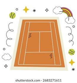 Ilustración vectorial de tenis. Diseño minimalista plano. Ilustración editable para el Web, móvil, impresión