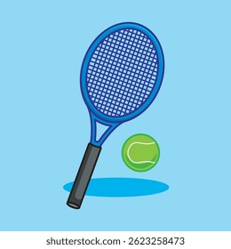 ilustração de vetor de tênis, raquete de tênis com bola de tênis