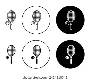 Tennis Vector Illustration Set. Sport racket play sign in suitable for apps and websites UI design.