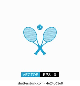 Tennis vector. Isolated blue icon on white background.