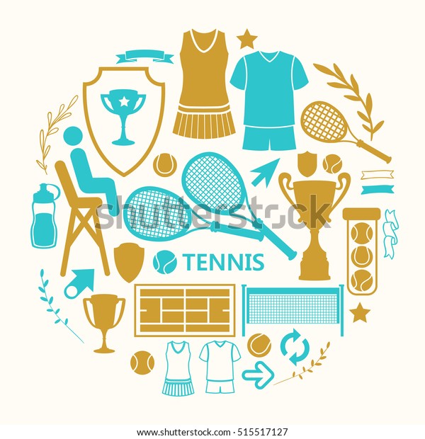 Tennis. Vector logo of icons. Sports\
objects. Simple elements and symbols for your\
design.