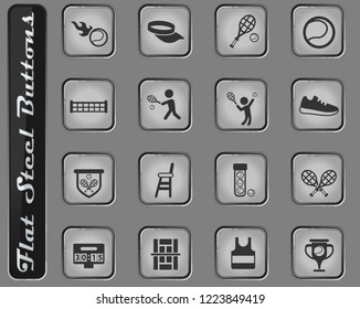 tennis vector web icons on the flat steel buttons