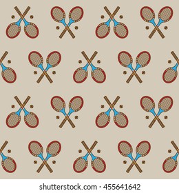 Tennis vintage Racket doodle vector seamless pattern isolated wallpaper background