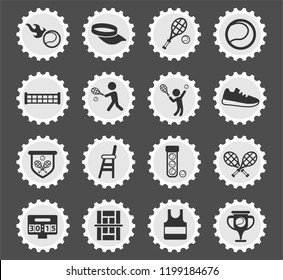 tennis web icons stylized postage stamp for user interface design
