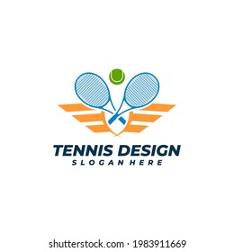 Tennis with Wing logo vector template, Creative Tennis logo design concepts