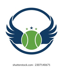Tennis and Wings vector illustration. Tennis ball with wings logo vector.