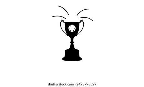 Tennis winner cup, black isolated silhouette