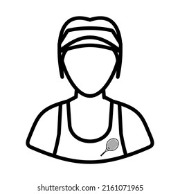 Tennis Woman Athlete Head Icon. Bold outline design with editable stroke width. Vector Illustration.