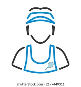 Tennis Woman Athlete Head Icon. Bold outline design with editable stroke width. Vector Illustration.