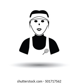 Tennis woman athlete head icon. White background with shadow design. Vector illustration.