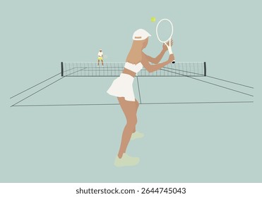 tennis woman and man players in game activity position