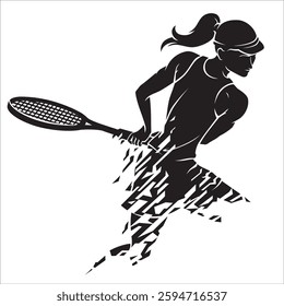 Tennis Woman Player Pose, Abstract Illustration