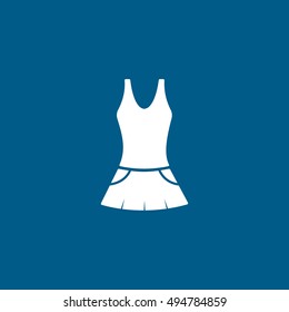 Tennis Woman Sport Dress Flat Icon On Blue Background