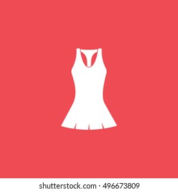 Tennis Woman Uniform Flat Icon On Red Background