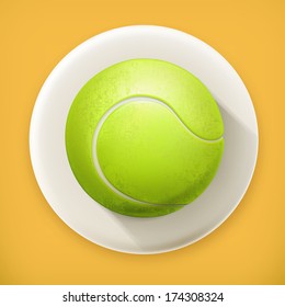 Balón de tenis, icono del vector de sombra larga