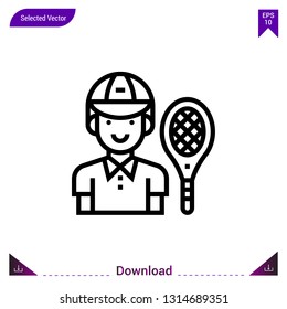 tennis-player vector icon. Best modern, simple, isolated,sport-avatar, flat icon for website design or mobile applications, UI / UX design vector format