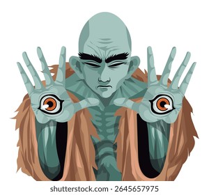tenome mito do folclore japonês do homem com os olhos nas mãos