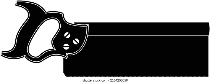 Tenon saw isolated vector black silhouette on white background. This saw is used for making mortise and tenon joints, which are common in furniture making.