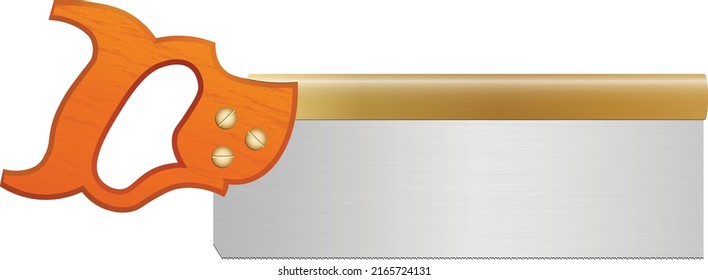 Tenon saw isolated vector on white background. This saw is used for making mortise and tenon joints, which are common in furniture making.