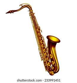 Tenor saxophone isolated on white background. Vector illustration