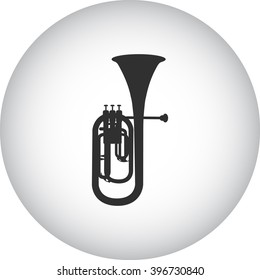 Tenor trumpet simple icon on round background