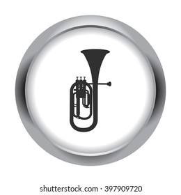 Tenor trumpet simple icon on round background