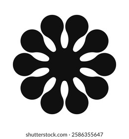 Ten-point rounded metaballs silhouette icon. A circular arrangement of blob symbols. Isolated on a white background.