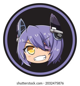 Tenryuu Kancolle Chibi Face Illustration Vector