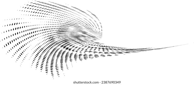 Un tenso y llamativo marco de esquina de radiales moteadas y de punto-polka retorcidas en diferentes ángulos. Para logotipos, marcas comerciales, emblemas. Espacio para copiar texto. Vector.