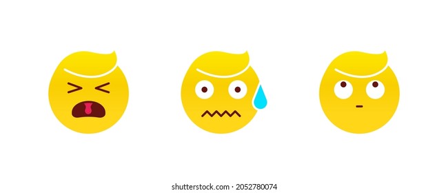 Tense, crying, cold sweat and looking up emoji. Emoticon vector icon set. Save icon vector. Editable rowset. Colored icon set. Logo-web, icon design element.