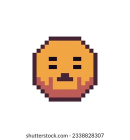 Tense funny face pixel art icon. Cartoon character emoticon. Flat style. 8-bit style. Isolated abstract vector illustration.