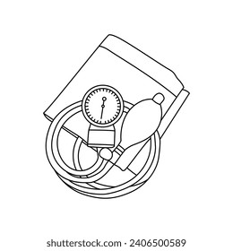 Tensiometer-Symbol. Lineare Vektorgrafik aus der medizinischen Sammlung. Umrissmesser-Icon-Vektorgrafik. Dünnliniensymbol für Web- und mobile Apps, Logo, Printmedien.