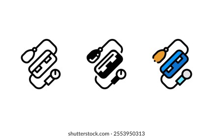 tensiometer icon. vector icon with outline, glyph, and filled outline style. which represents a blood pressure checking tool. healthcare concept