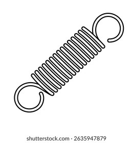 Tension Coil Spring Line Art Mechanical Engineering Illustration
